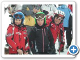 Prominez beim Skikursrennen; Michi, Simon und Hannes